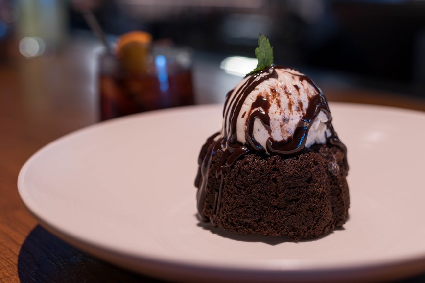 Mini Chocolate Bundt Cake, Molten Chocolate Ganache, Vanilla Bean Ice Cream
